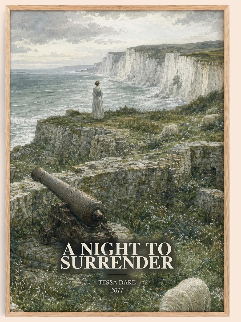 A Night to Surrender watercolour book poster by Tessa Dare – framed literary art print