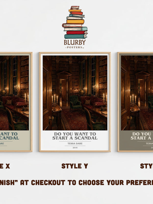 Do You Want to Start a Scandal book cover print in frame leaning in hallway – romance wall art