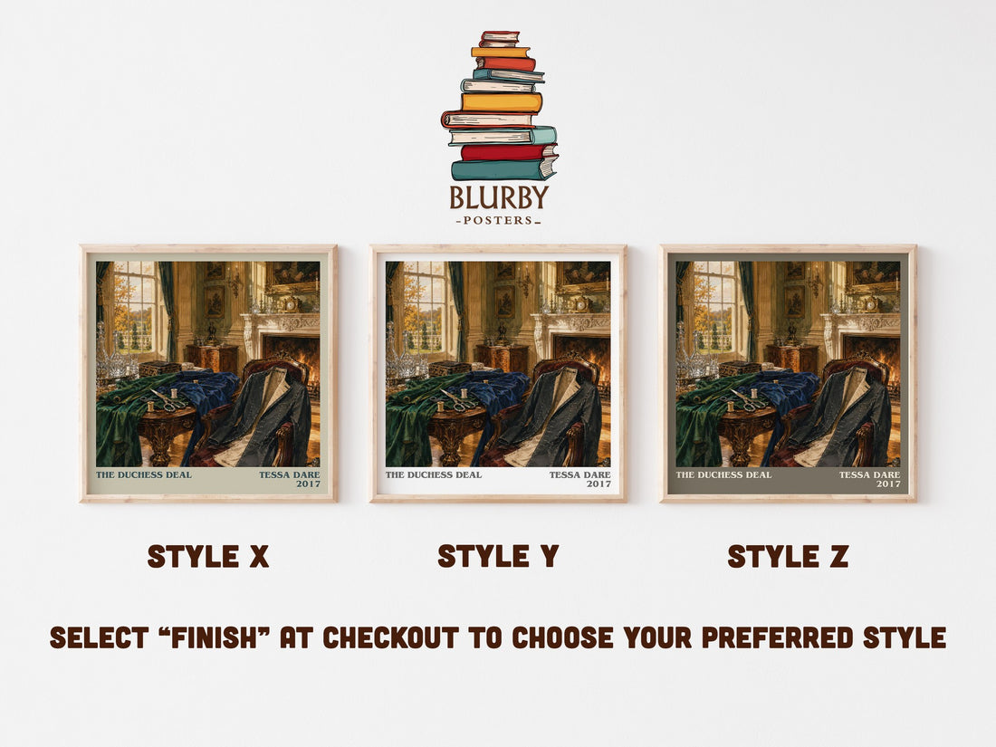 The Duchess Deal literary print in frame leaning in hallway – romance wall art (mockup)