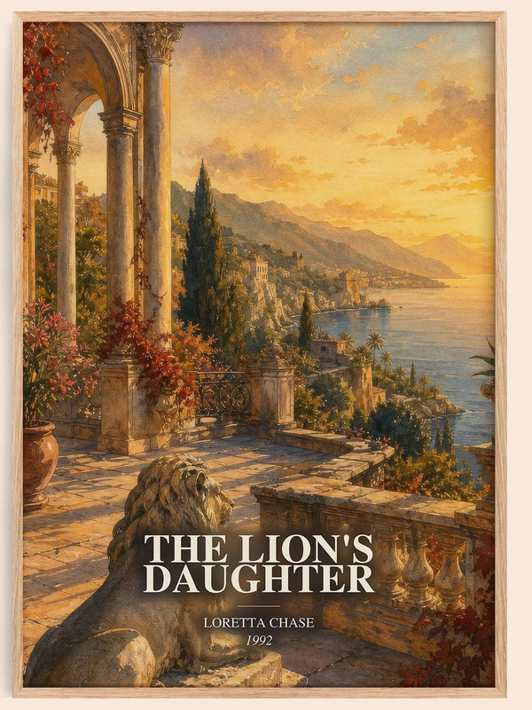 The Lion's Daughter watercolour book poster by Loretta Chase – framed literary art print