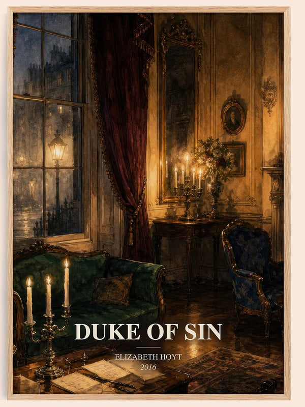 Duke of Sin watercolour book poster by Elizabeth Hoyt – framed literary art print