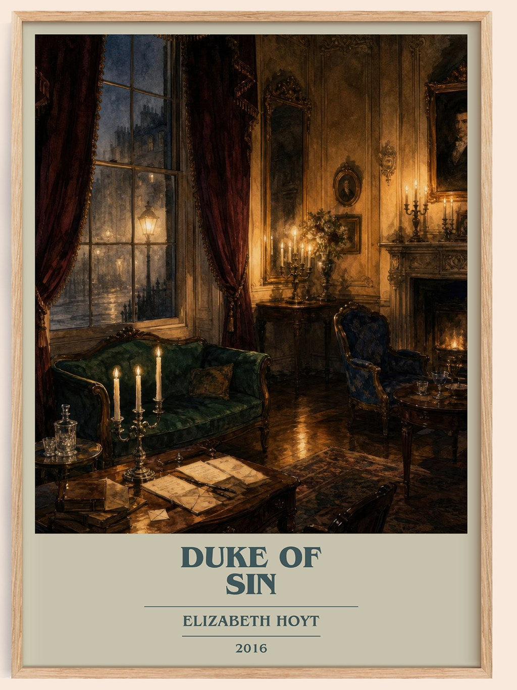 Duke of Sin book cover book poster by Elizabeth Hoyt – framed literary art print
