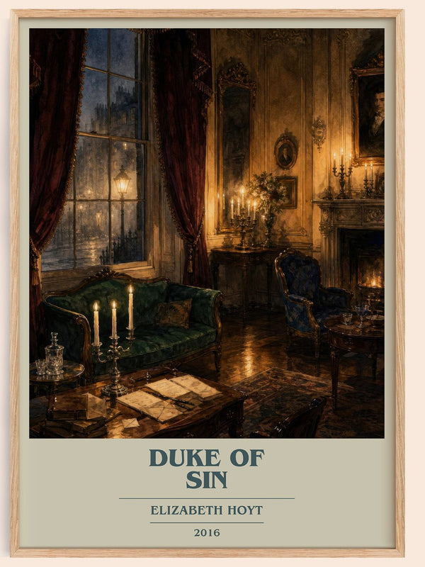 Duke of Sin book cover book poster by Elizabeth Hoyt – framed literary art print