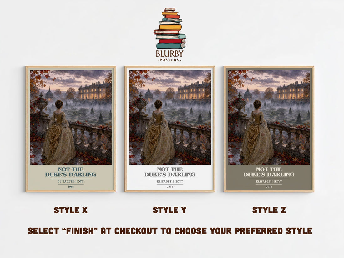 Not the Duke's Darling book cover print in frame leaning in hallway – romance wall art (mockup)