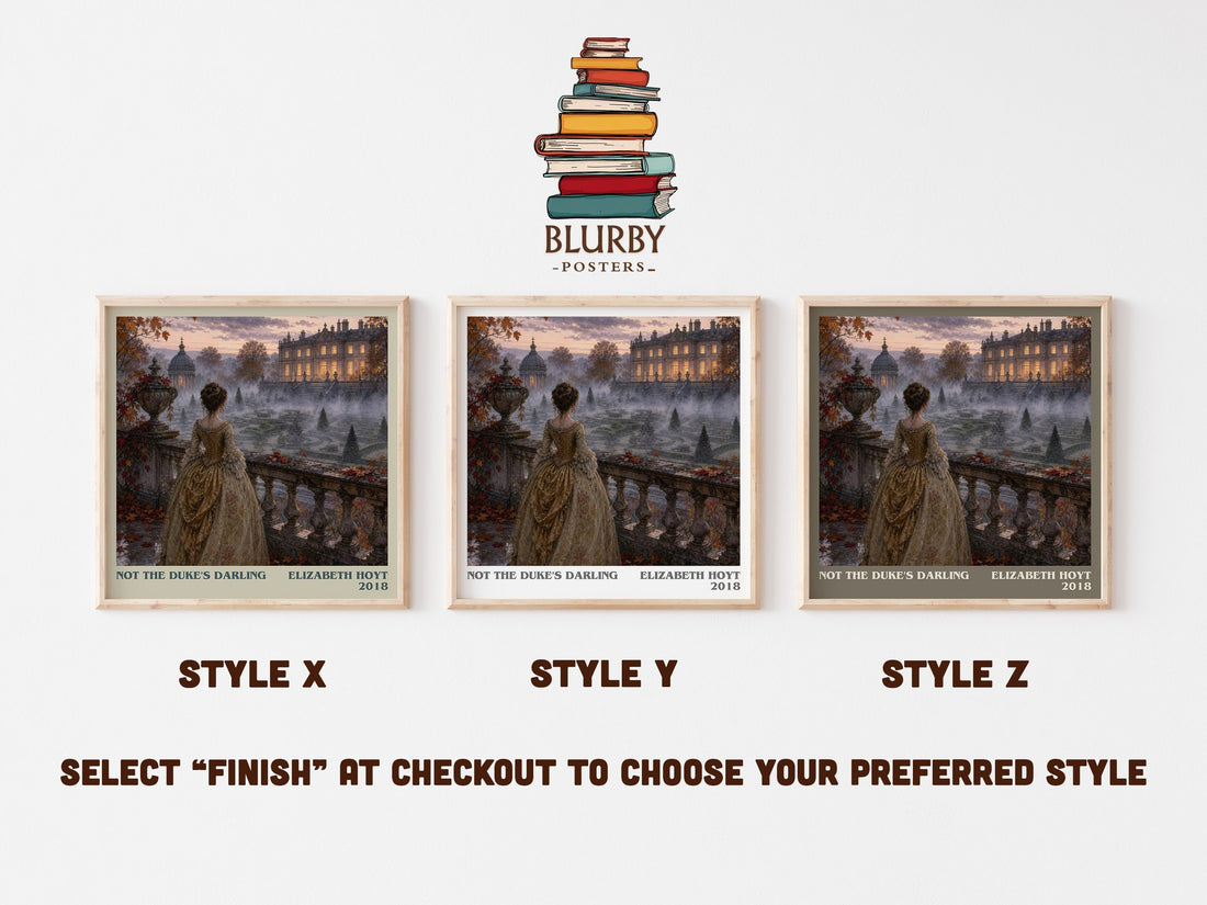 Not the Duke's Darling literary print in frame leaning in hallway – romance wall art (mockup)