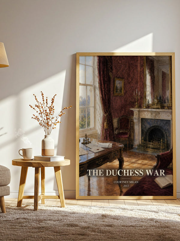 The Duchess War watercolour print in frame leaning in hallway – romance wall art