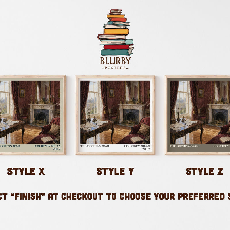 The Duchess War literary print in frame leaning in hallway – romance wall art