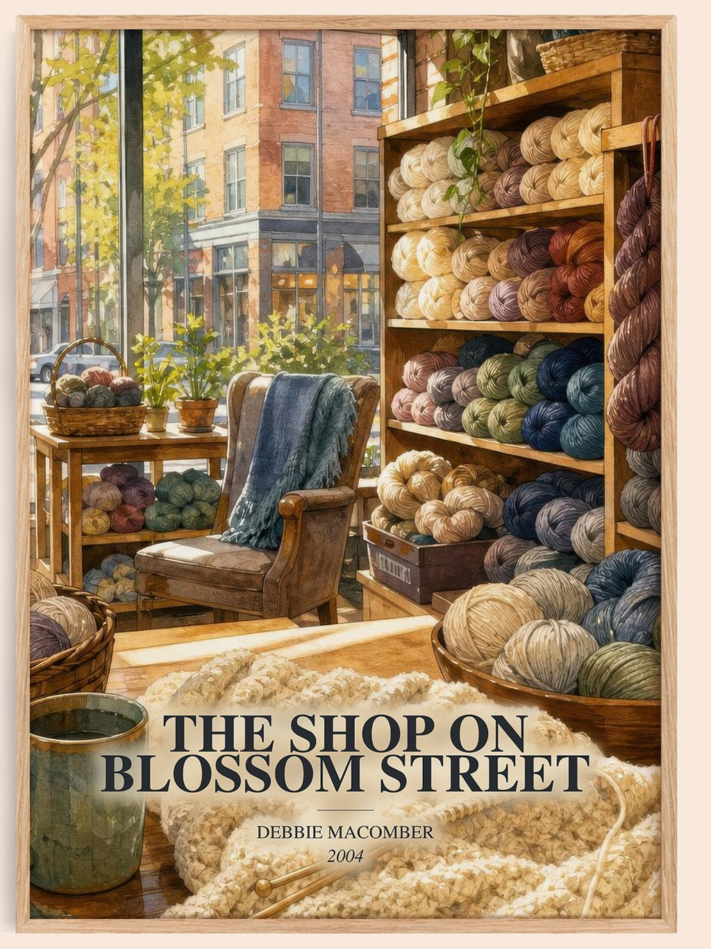 The Shop on Blossom Street watercolour book poster by Debbie Macomber – framed literary art print