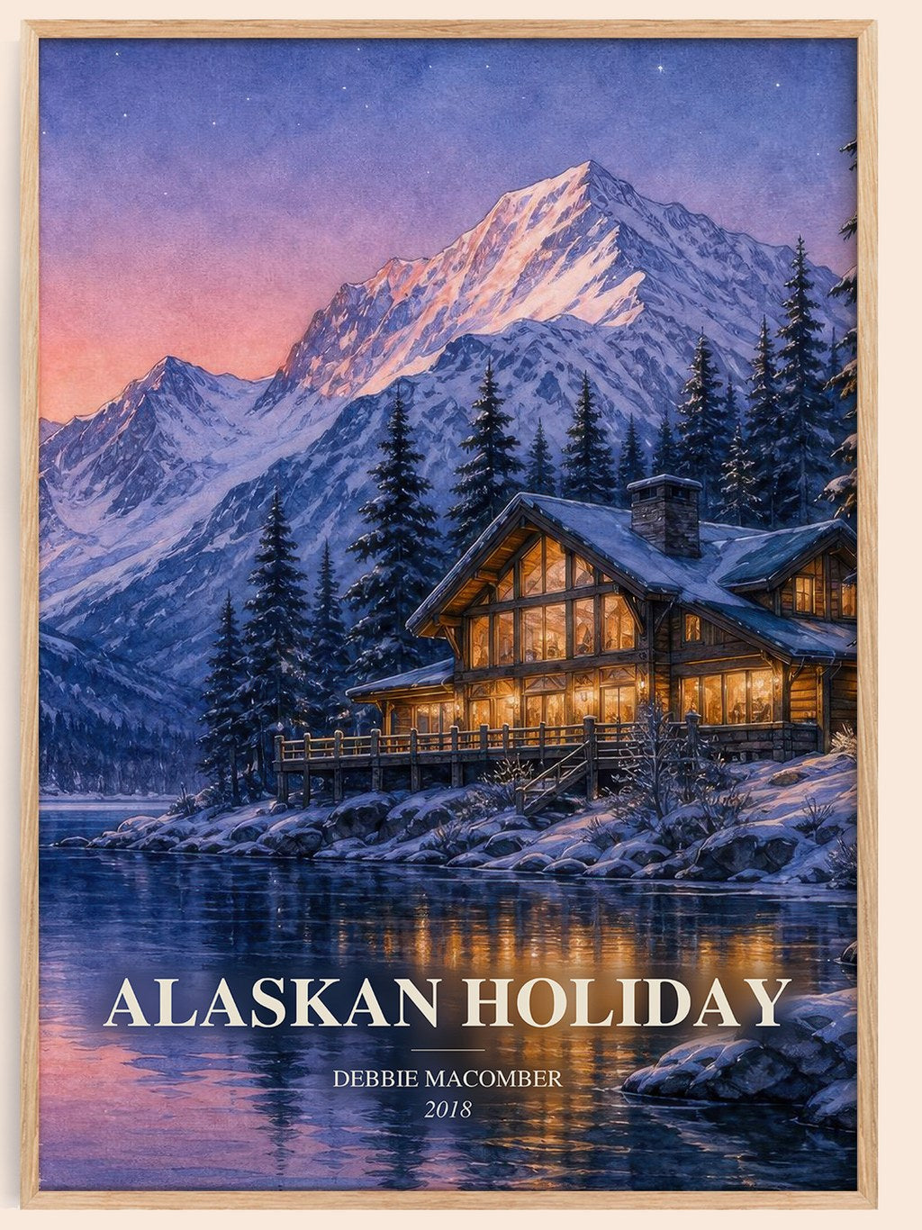 Alaskan Holiday watercolour book poster by Debbie Macomber – framed literary art print