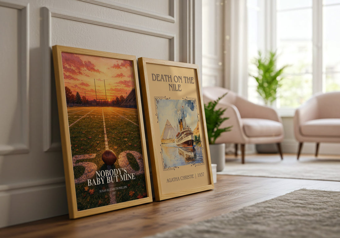 Nobody's Baby But Mine watercolour print framed by window – literary home decor