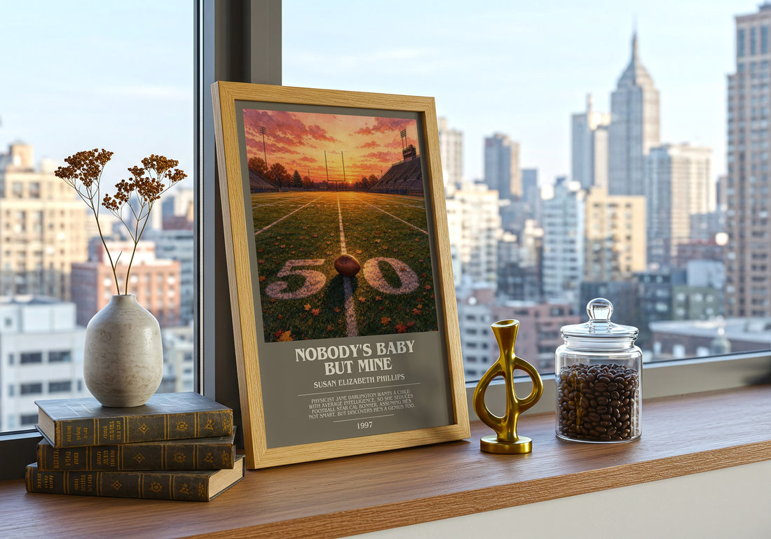 Nobody's Baby But Mine bookish print framed by window – literary home decor