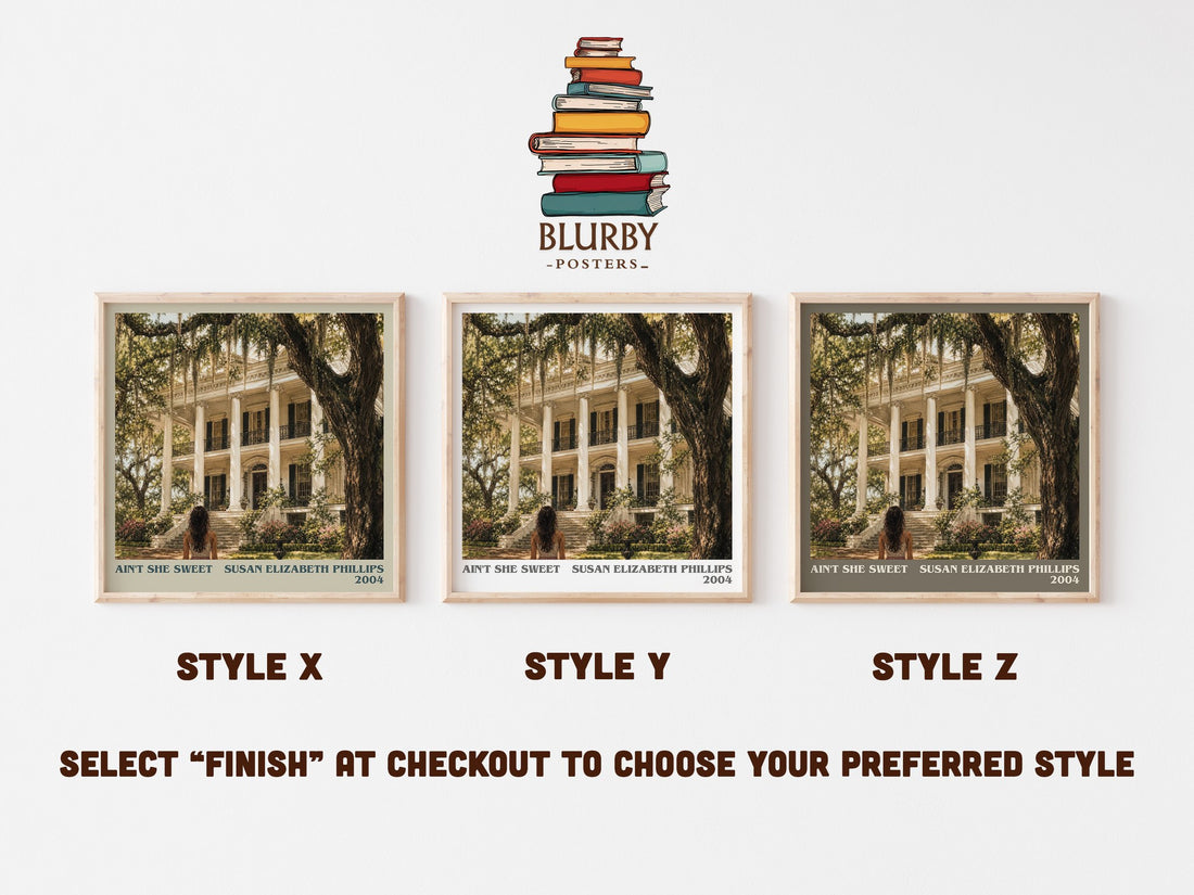 Ain't She Sweet literary print in frame leaning in hallway – romance wall art (mockup)