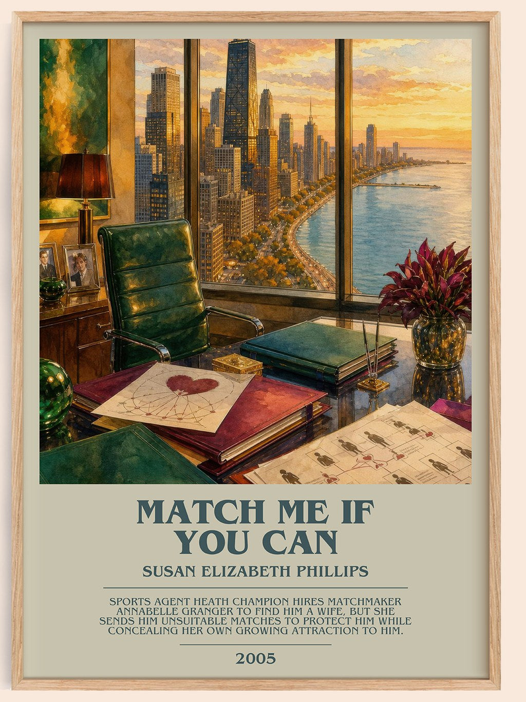 Match Me If You Can bookish book poster by Susan Elizabeth Phillips – framed literary art print