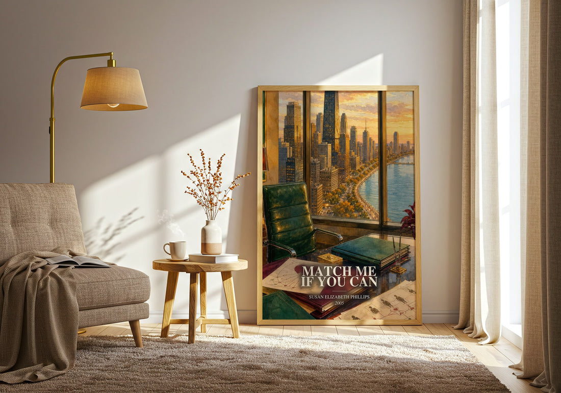 Match Me If You Can watercolour print in frame leaning in hallway – romance wall art (mockup)