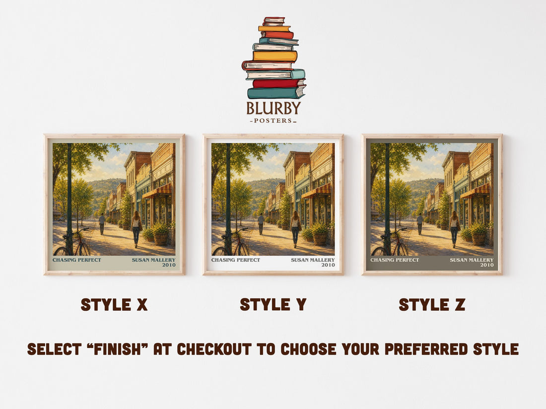 Chasing Perfect literary print in frame leaning in hallway – romance wall art (mockup)