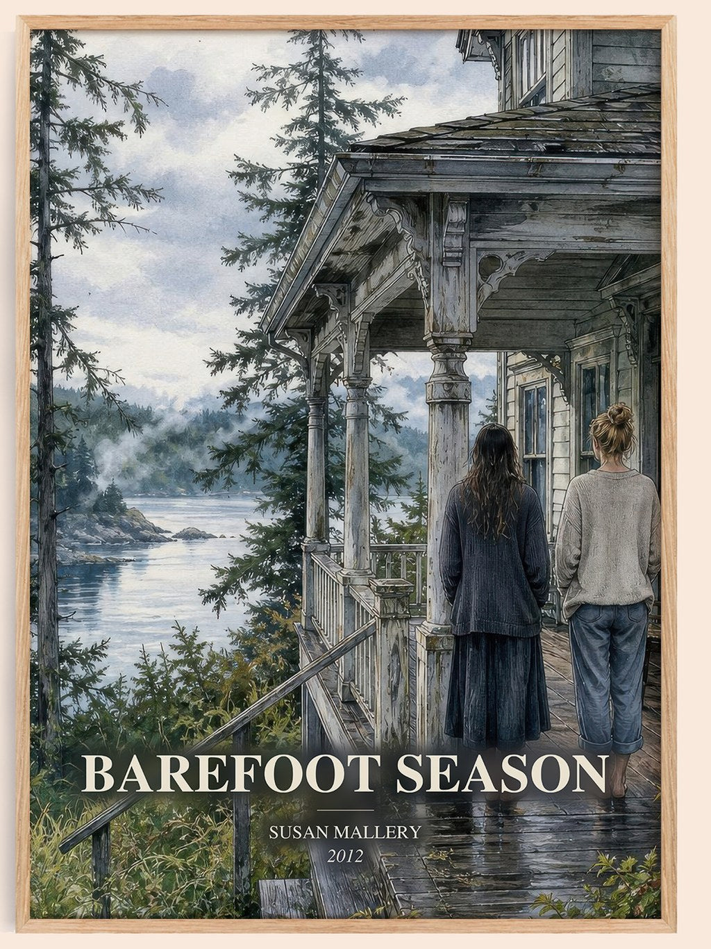 Barefoot Season watercolour book poster by Susan Mallery – framed literary art print