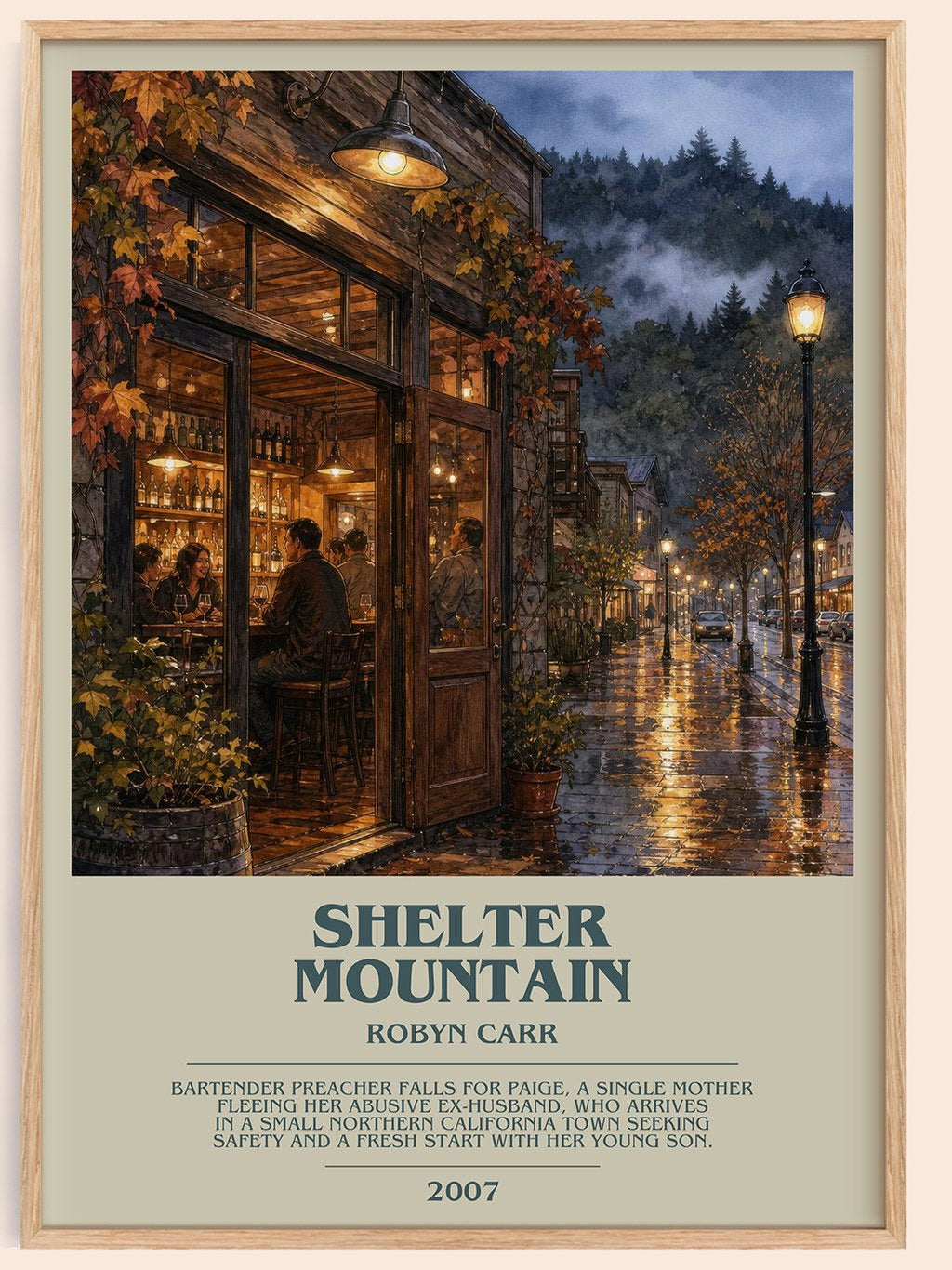 Shelter Mountain bookish book poster by Robyn Carr – framed literary art print
