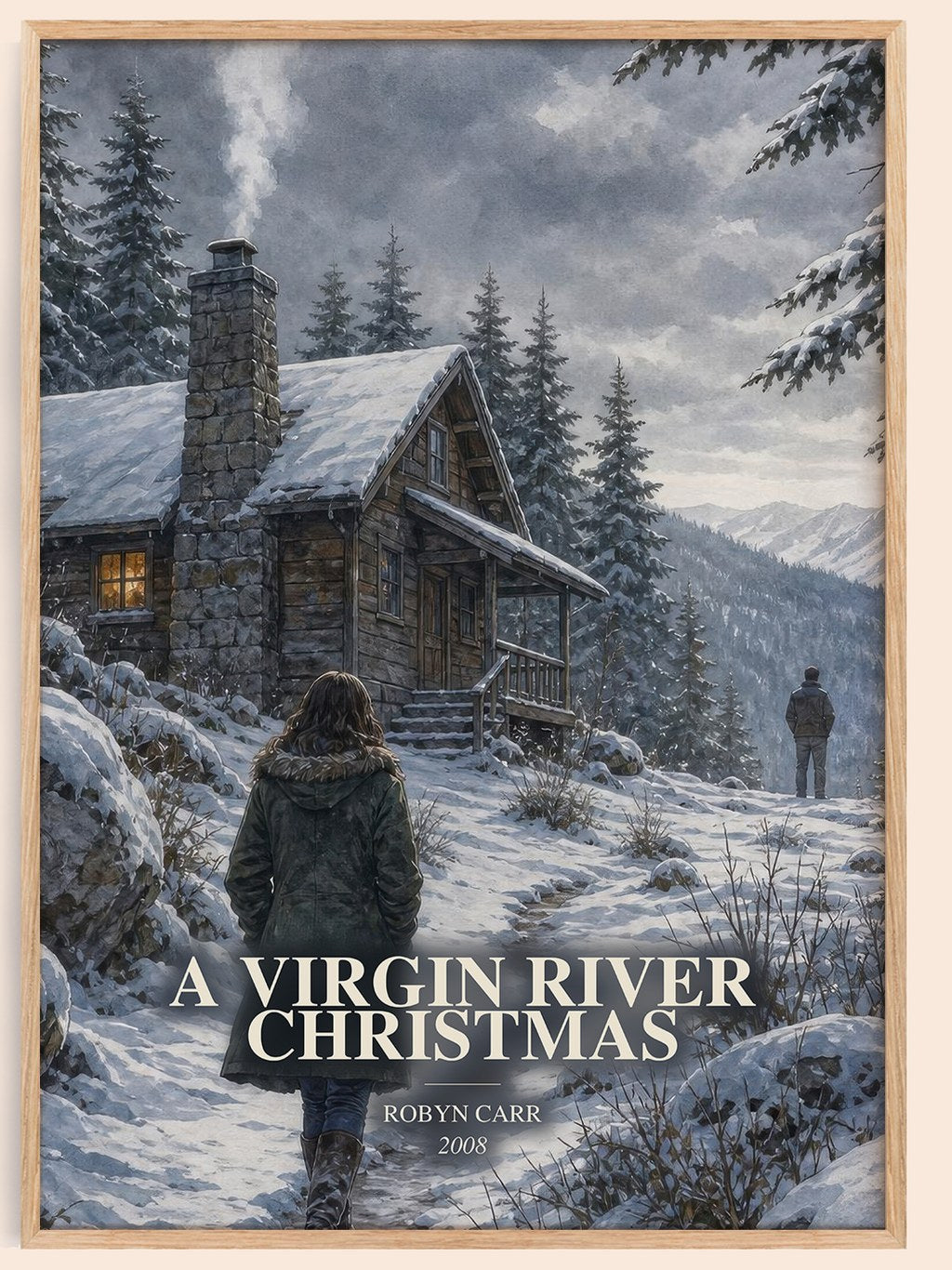 A Virgin River Christmas watercolour book poster by Robyn Carr – framed literary art print