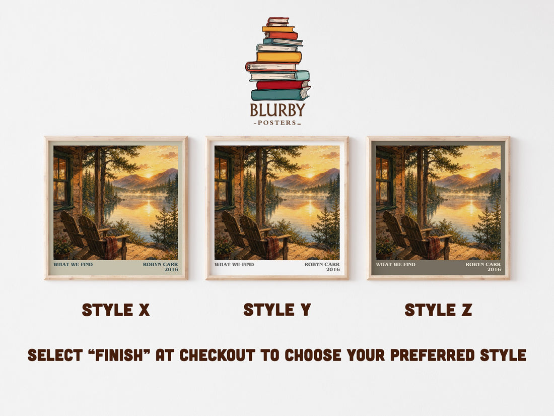 What We Find literary print in frame leaning in hallway – contemporary fiction wall art (mockup)