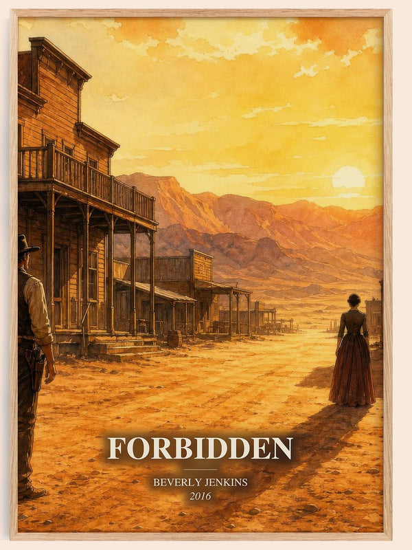 Forbidden watercolour book poster by Beverly Jenkins – framed literary art print