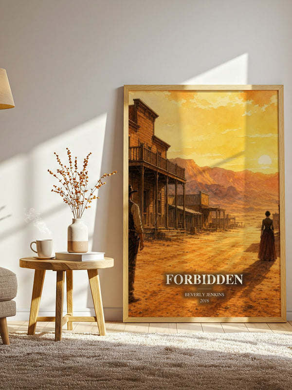 Forbidden watercolour print in frame leaning in hallway – romance wall art