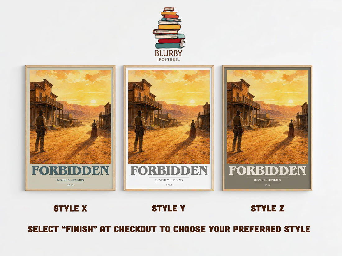Forbidden book cover print in frame leaning in hallway – romance wall art (mockup)