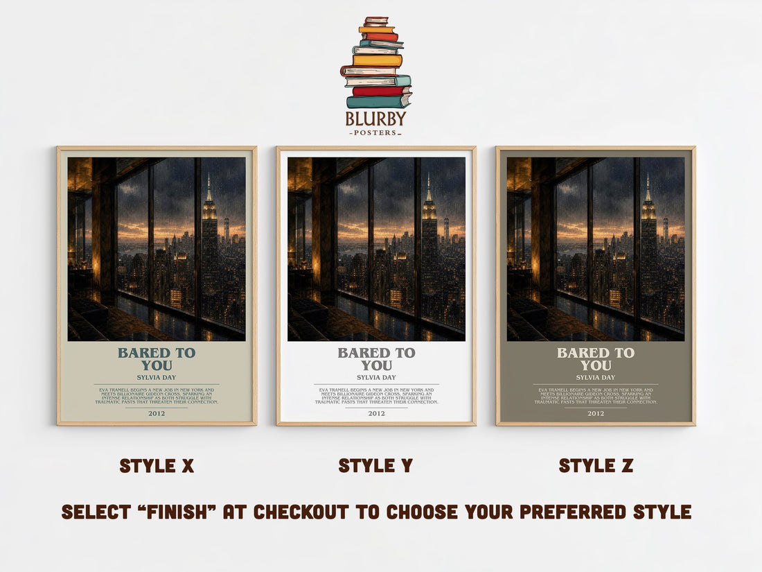 Bared to You bookish print in frame leaning in hallway – romance wall art (mockup)