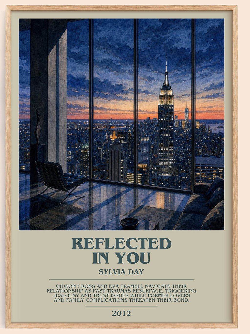 Reflected in You bookish book poster by Sylvia Day – framed literary art print