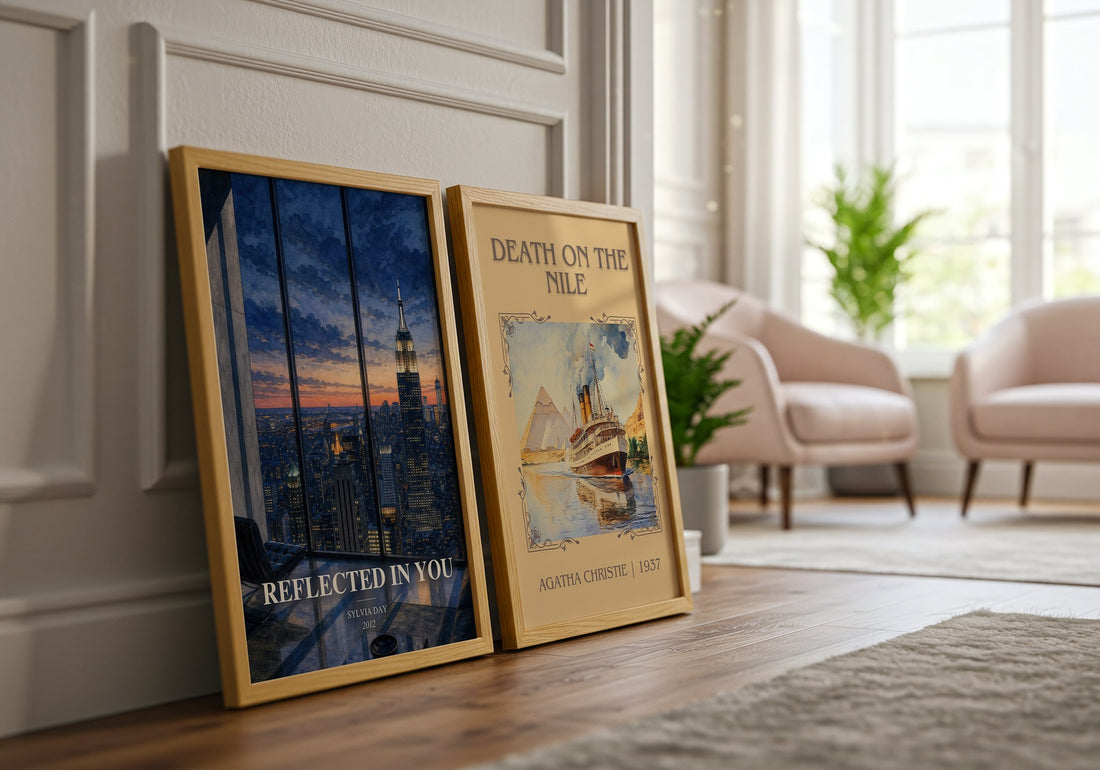 Reflected in You watercolour print framed by window – literary home decor