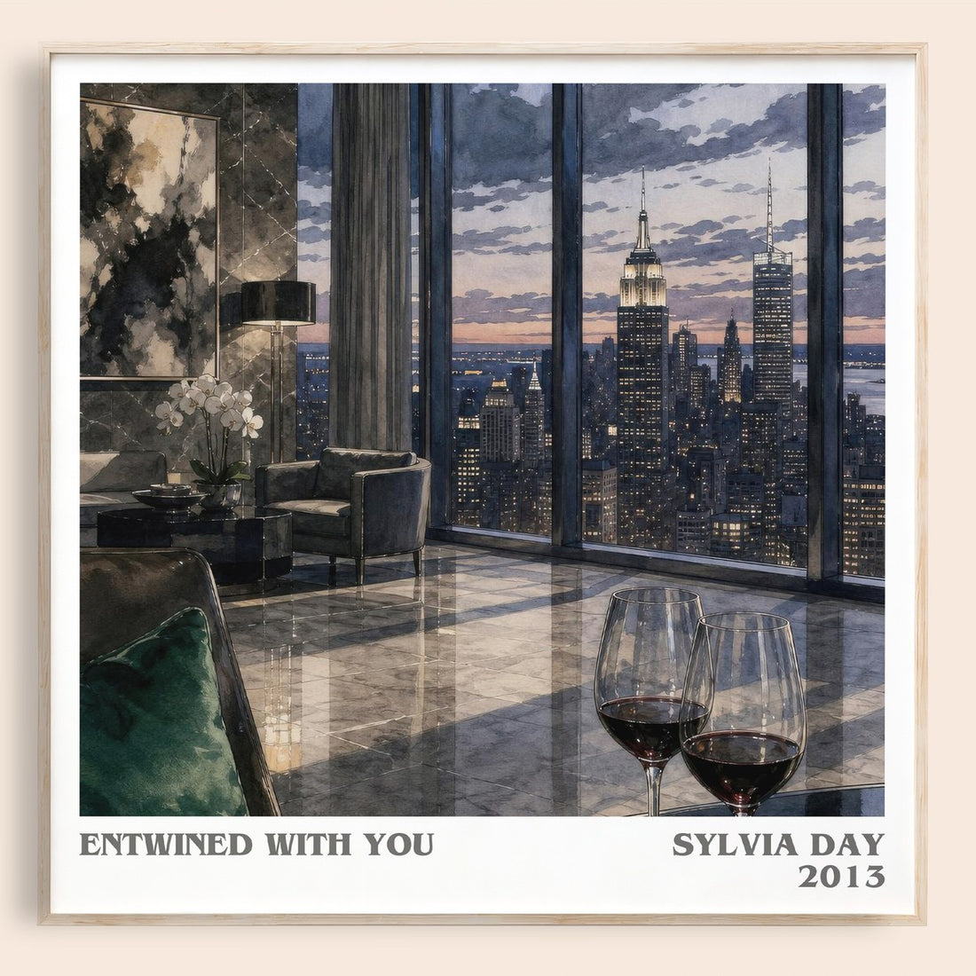 Entwined with You literary book poster by Sylvia Day – framed literary art print