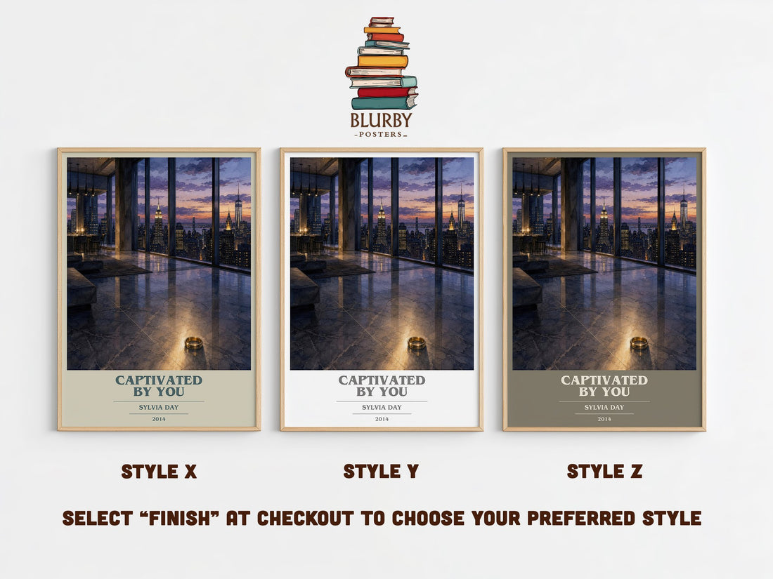 Captivated by You book cover print in frame leaning in hallway – romance wall art (mockup)