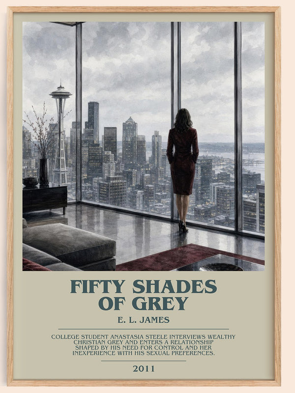 Fifty Shades of Grey bookish book poster by E. L. James – framed literary art print