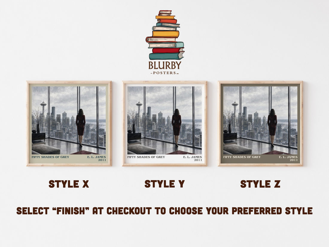 Fifty Shades of Grey literary print in frame leaning in hallway – romance wall art (mockup)