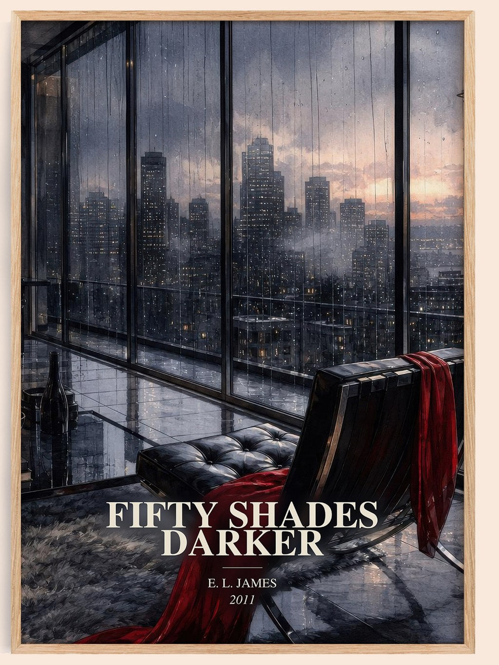 Fifty Shades Darker watercolour book poster by E. L. James – framed literary art print