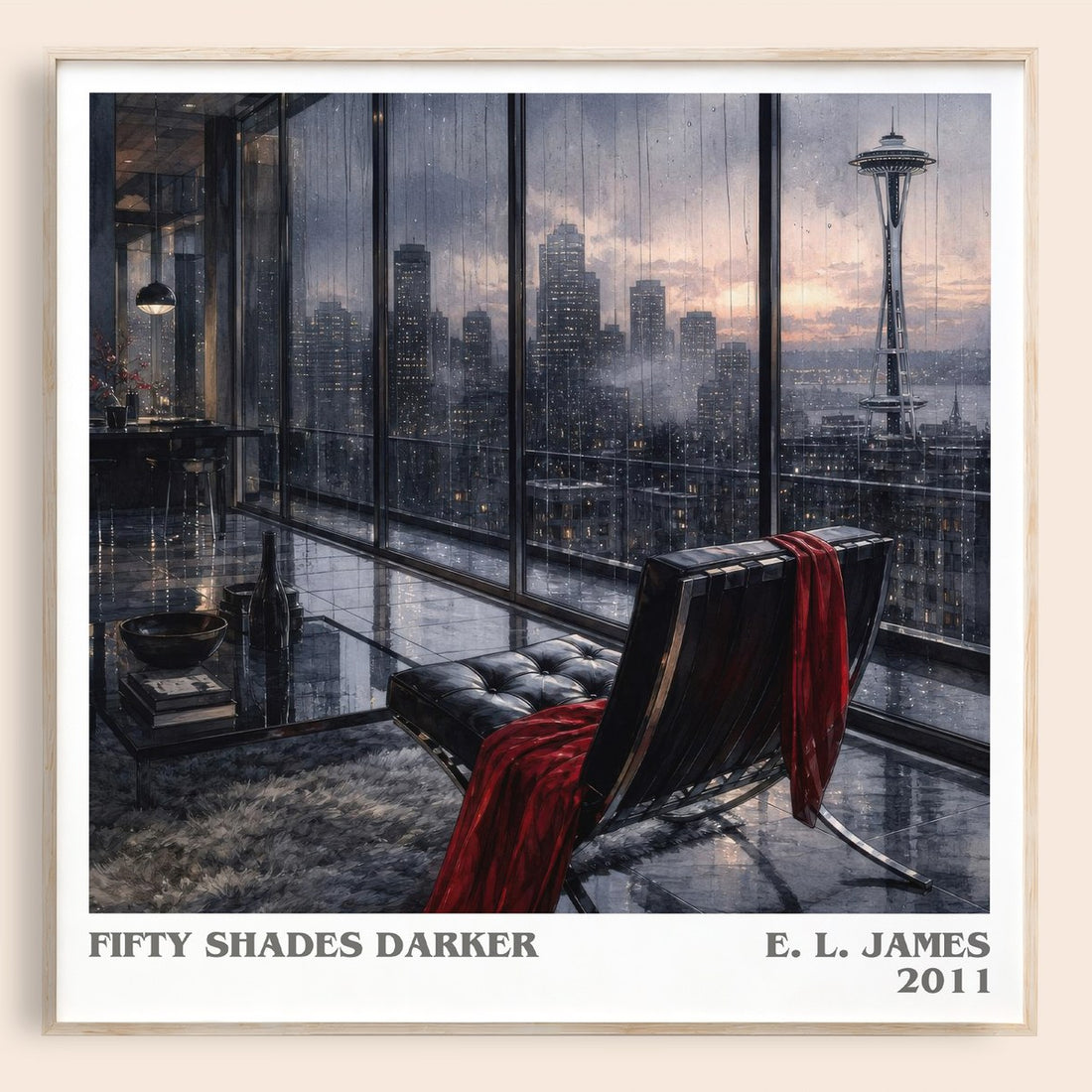 Fifty Shades Darker literary book poster by E. L. James – framed literary art print