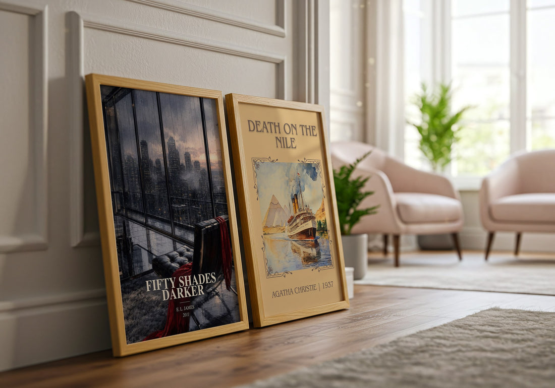 Fifty Shades Darker watercolour print framed by window – literary home decor