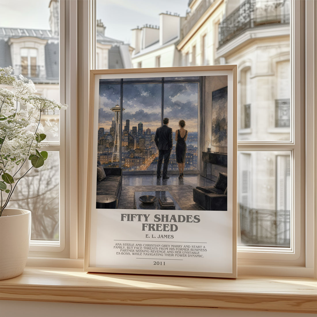 Fifty Shades Freed bookish poster colour and style options – E. L. James book art (mockup)