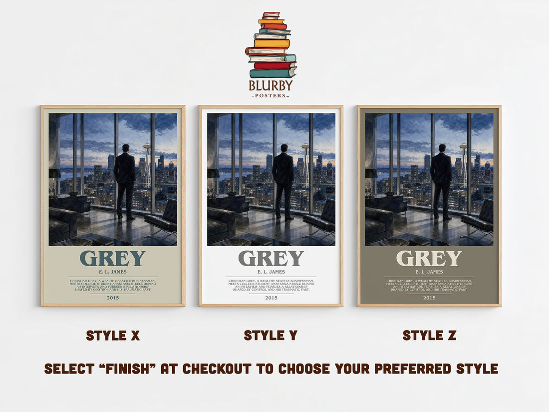 Grey bookish print in frame leaning in hallway – romance wall art (mockup)