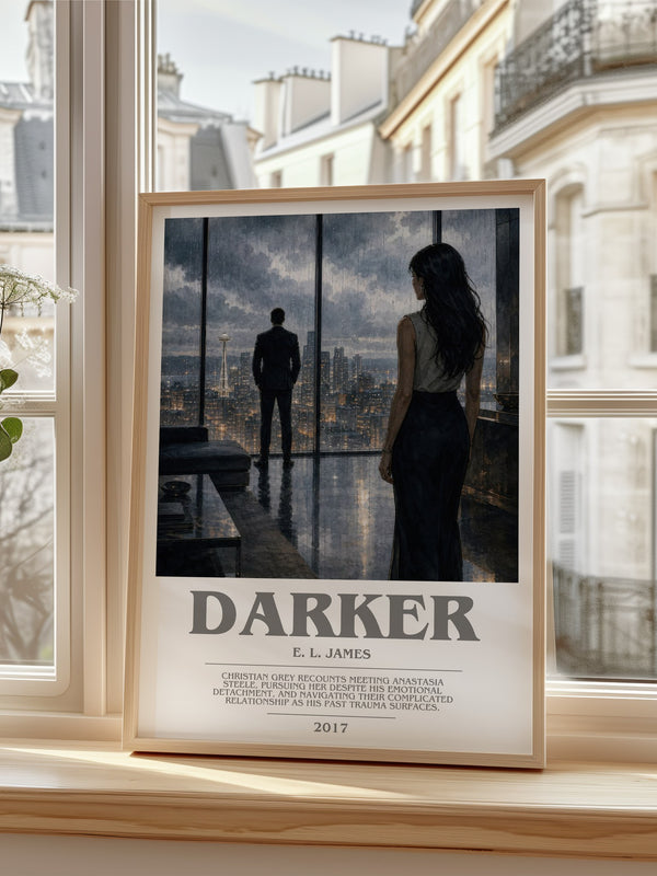 Darker bookish poster colour and style options – E. L. James book art