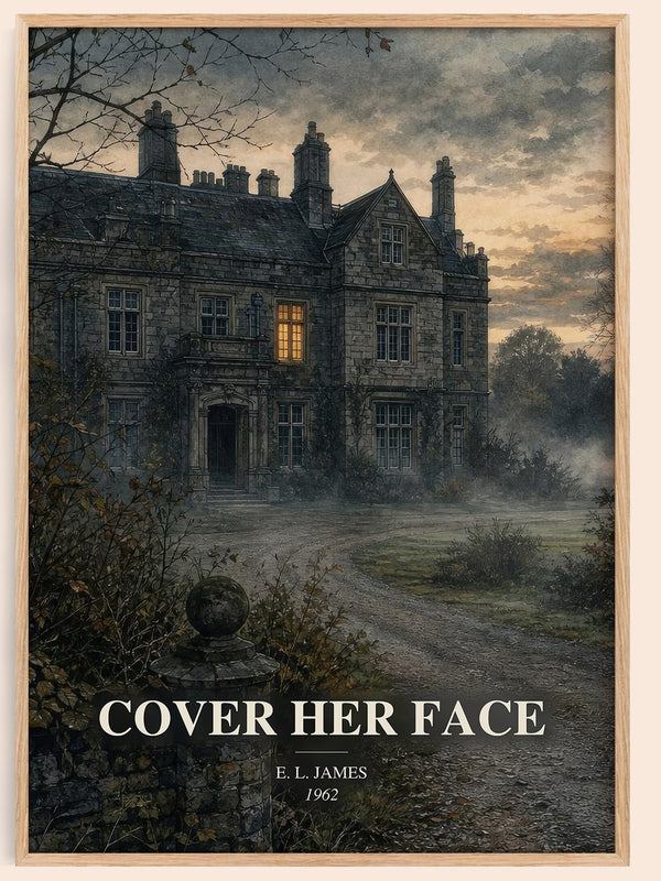 Cover Her Face watercolour book poster by E. L. James – framed literary art print