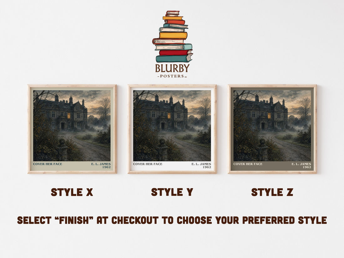 Cover Her Face literary print in frame leaning in hallway – mystery wall art (mockup)