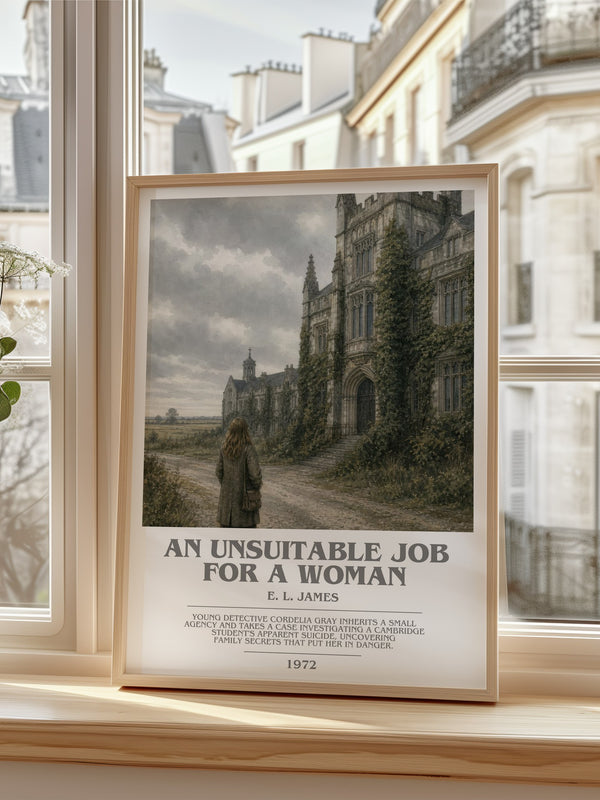 An Unsuitable Job for a Woman bookish poster colour and style options – E. L. James book art