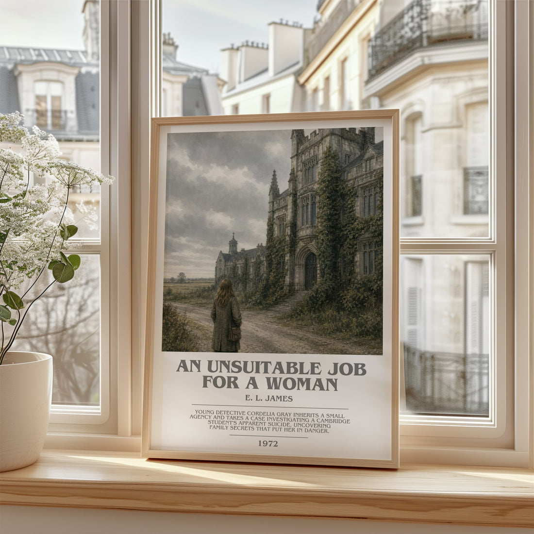 An Unsuitable Job for a Woman bookish poster colour and style options – E. L. James book art (mockup)