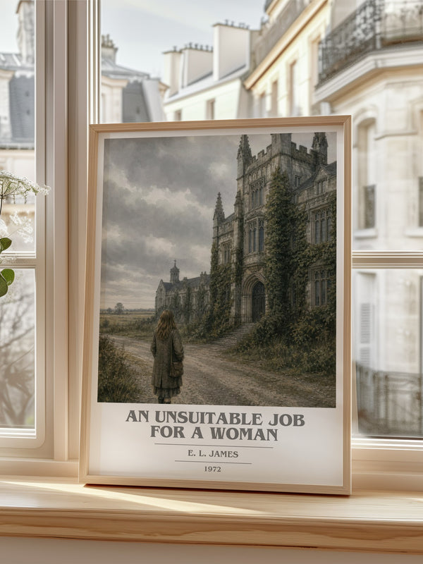 An Unsuitable Job for a Woman book cover poster colour and style options – E. L. James book art