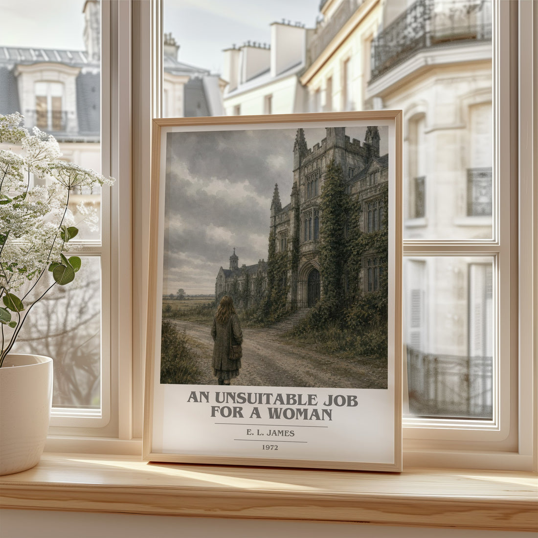 An Unsuitable Job for a Woman book cover poster colour and style options – E. L. James book art (mockup)