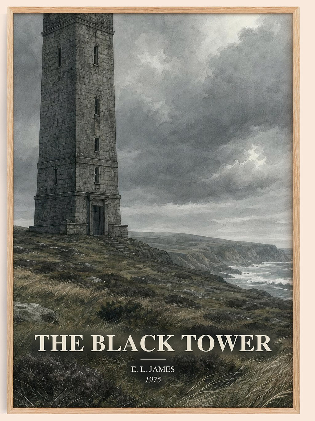 The Black Tower watercolour book poster by E. L. James – framed literary art print