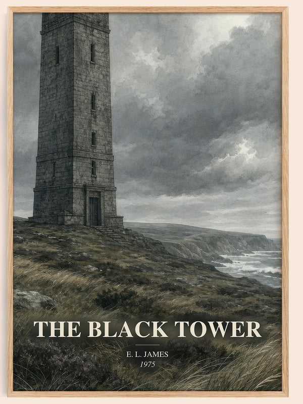 The Black Tower watercolour book poster by E. L. James – framed literary art print