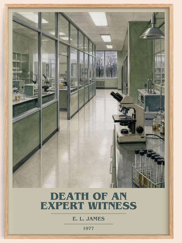 Death of an Expert Witness book cover book poster by E. L. James – framed literary art print