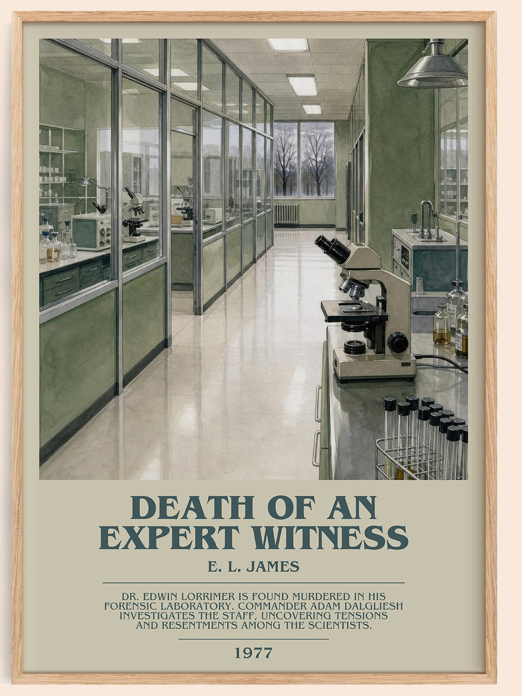 Death of an Expert Witness bookish book poster by E. L. James – framed literary art print