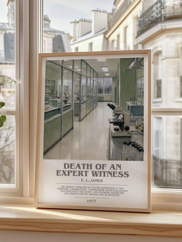 Death of an Expert Witness bookish poster colour and style options – E. L. James book art